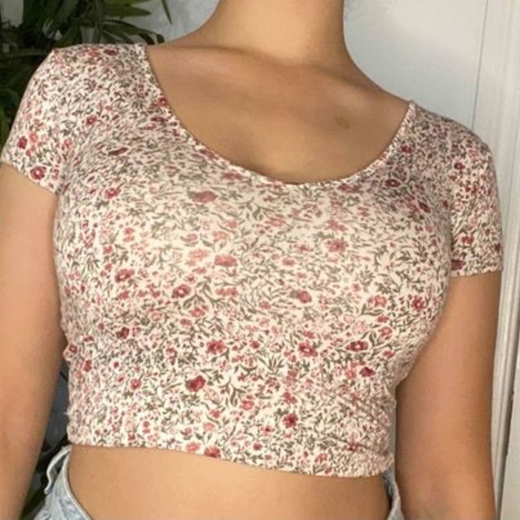 Pink & Yellow Floral Garage Crop Top Set - Picture 2 of 4